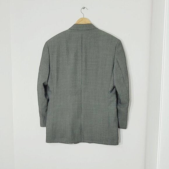 Oscar de la Renta Vintage Men's Oversized Gray Black Wool Blend Blazer Professor - Picture 2 of 14